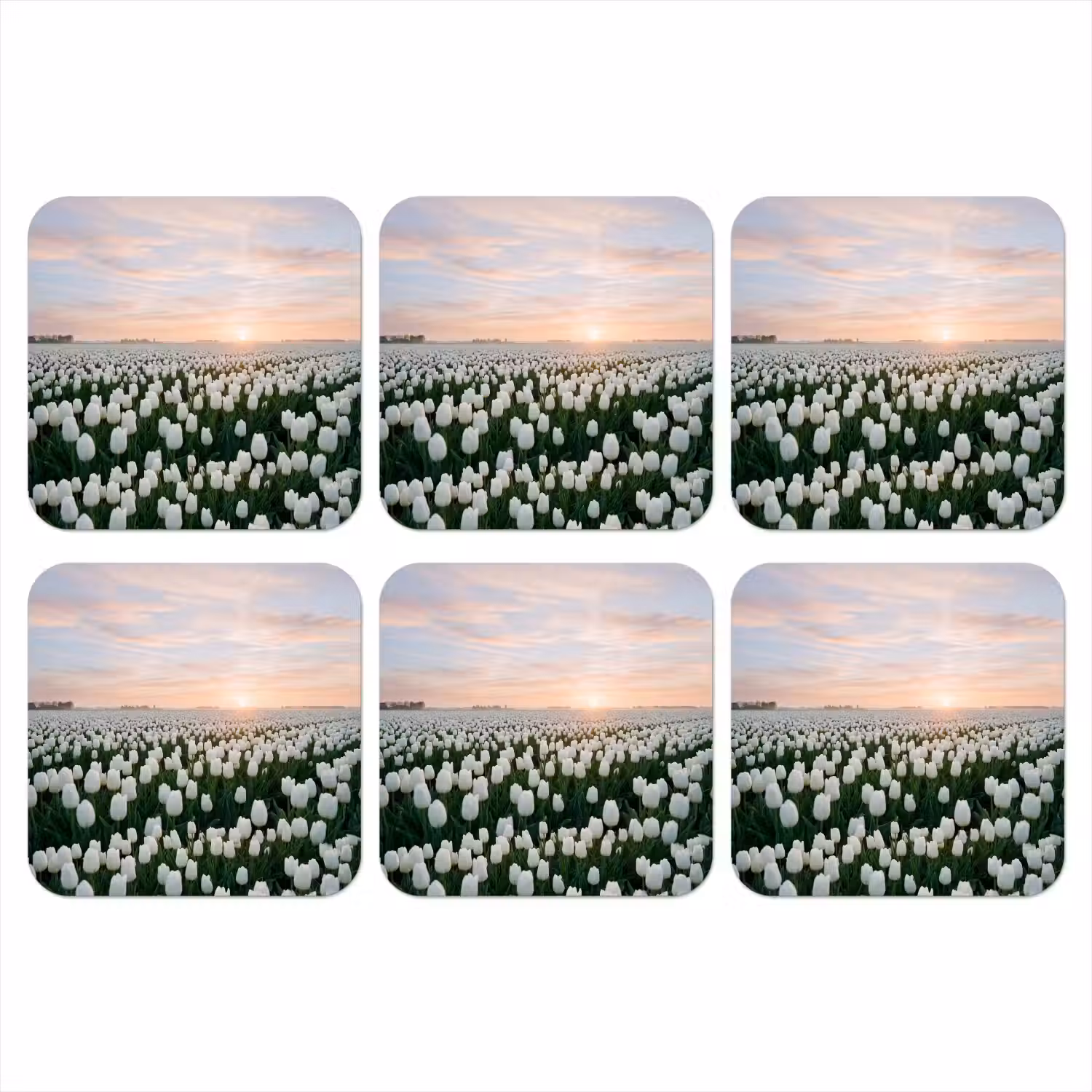 Tulpen - Landschap - Wit onderzetter kurk middel -3d