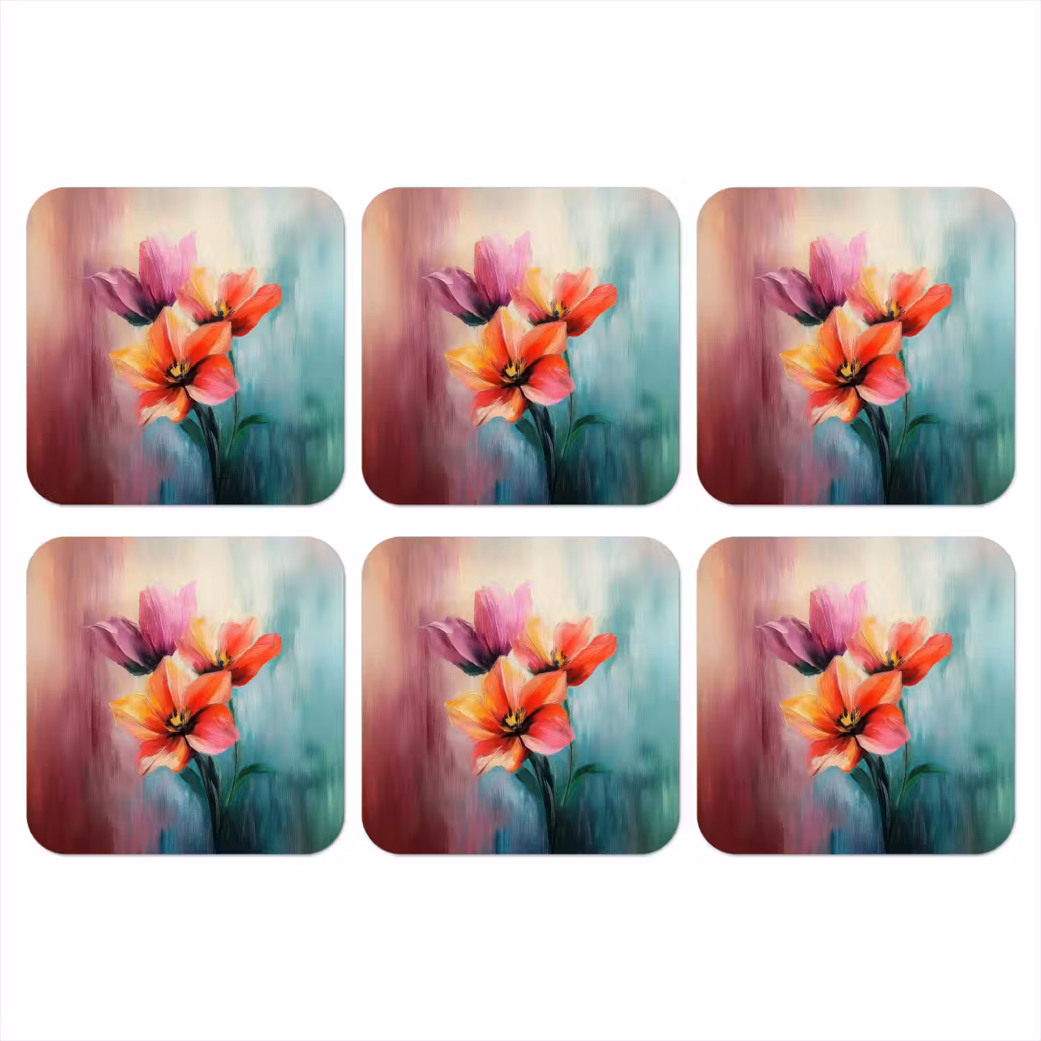 Tulpen - Lichtreflecties - Kleurverloop onderzetter kurk middel -3d