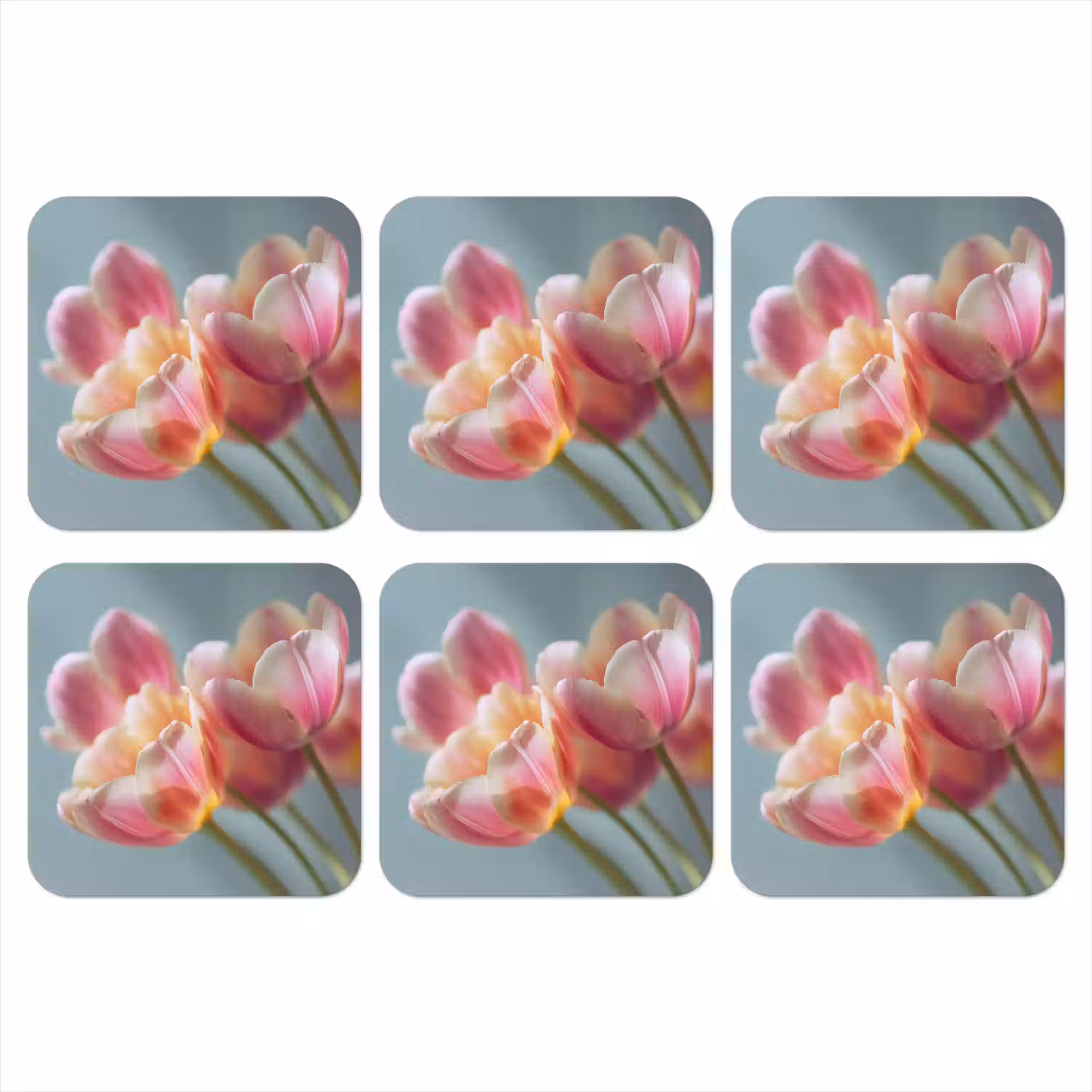 Tulpen - Roze - Stelen onderzetter kurk middel -3d