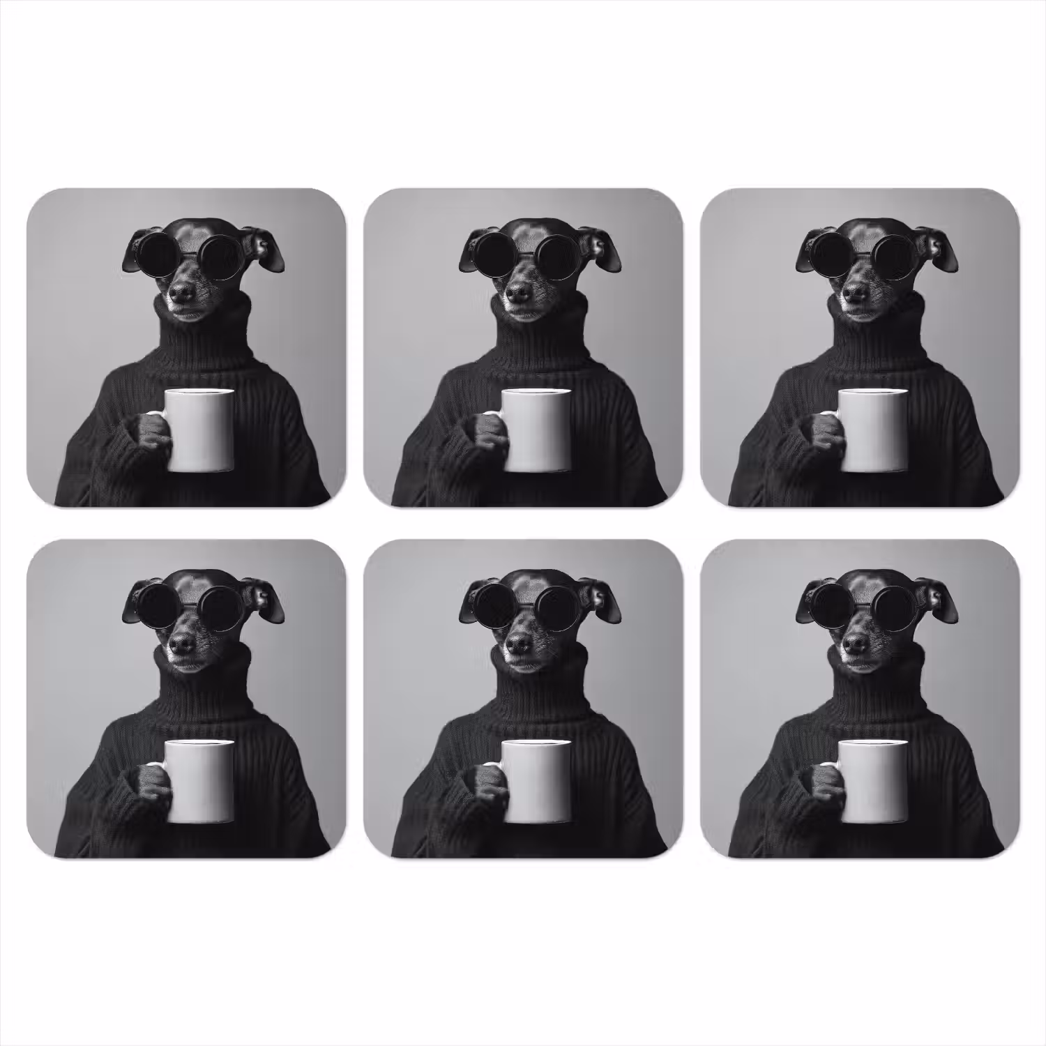 Coltrui - Hond - Bril - Mok onderzetter kurk middel -3d
