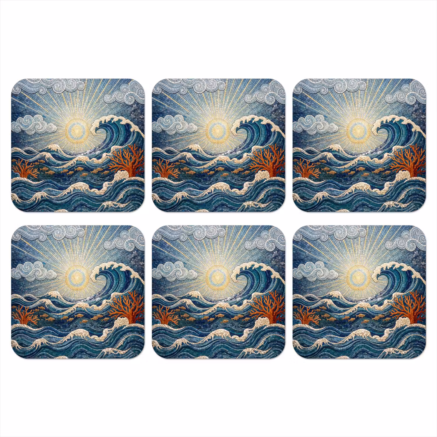 Onderwater - Koraal - Vis - Natuur - Kunst onderzetter kurk middel -3d