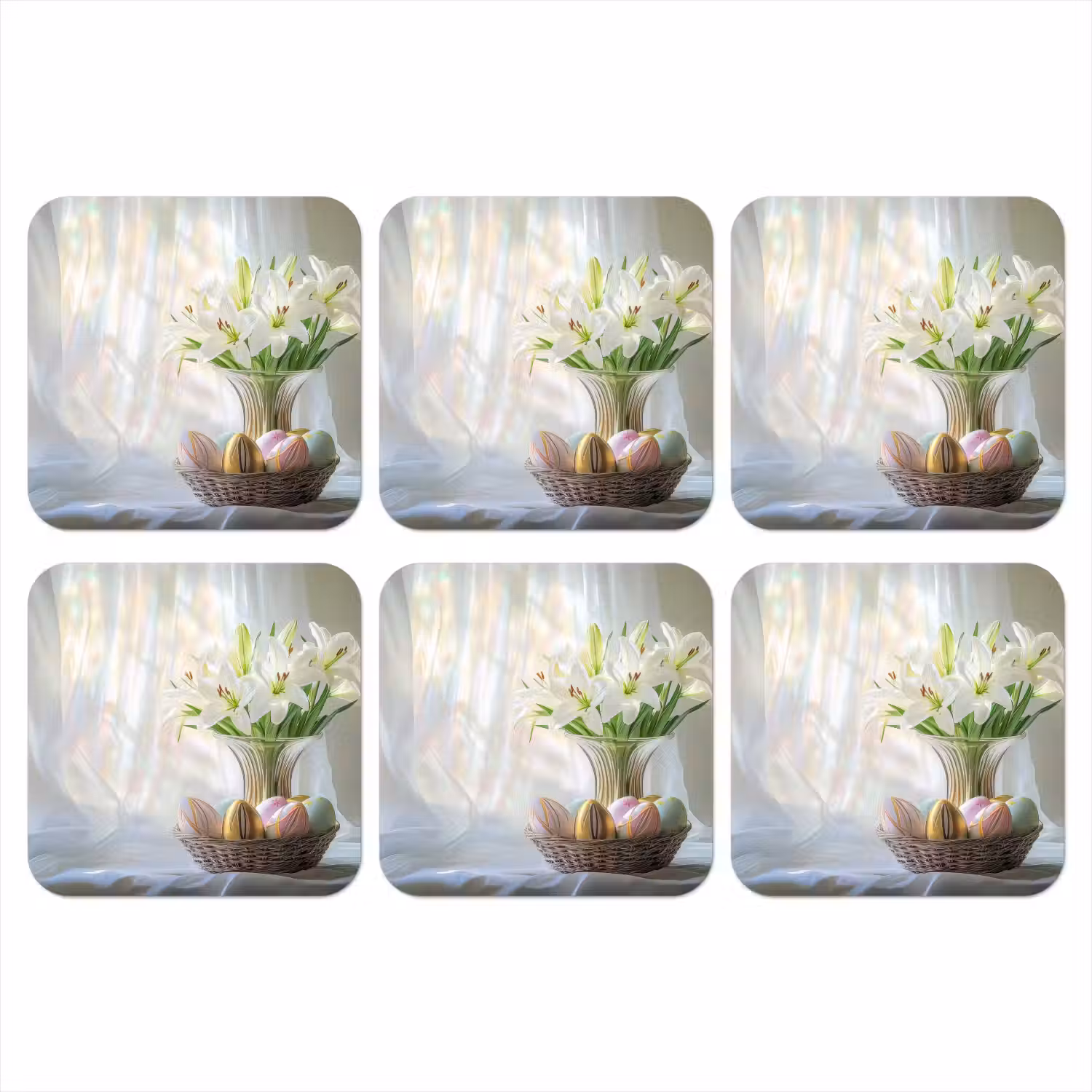 Vaas - Eieren - Bloemen onderzetter kurk middel -3d