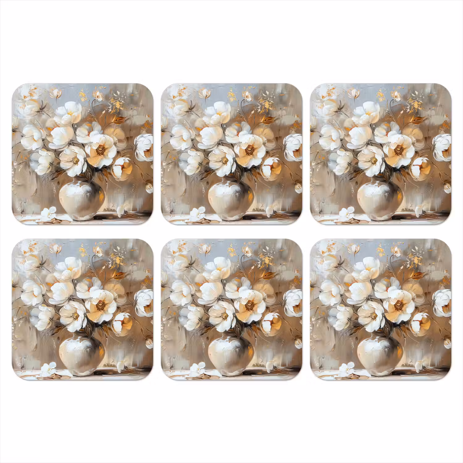 Vaas - Bloemen - Kunst - Goud onderzetter kurk middel -3d