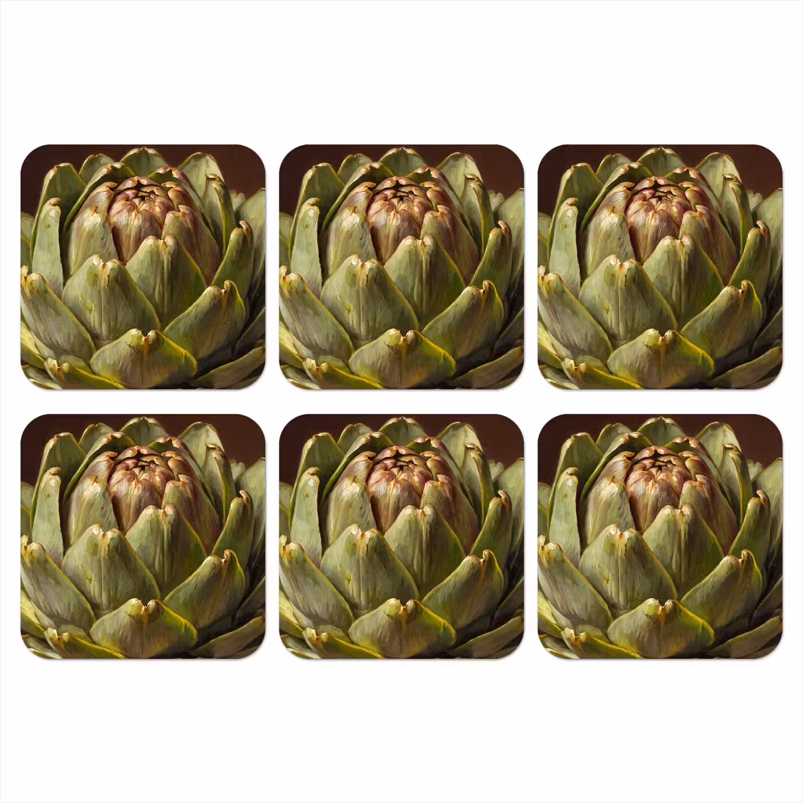 Coaster - Vegetable - Artichoke - Green - Groente - Artisjok - Groen onderzetter kurk middel