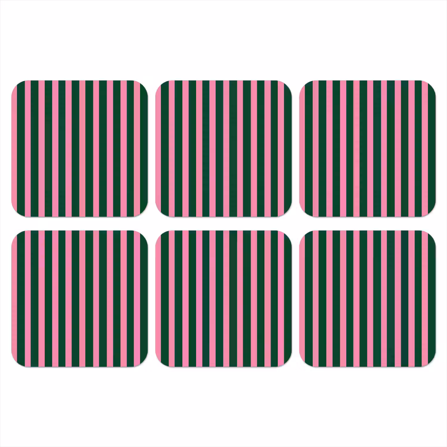 Verticale strepen - Groen - Roze onderzetter kurk middel 366 -3d