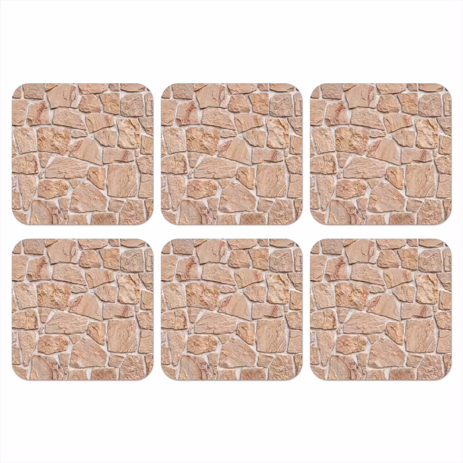 Muur - Steen - Patroon - Rustiek - Beige onderzetter kurk middel -3d
