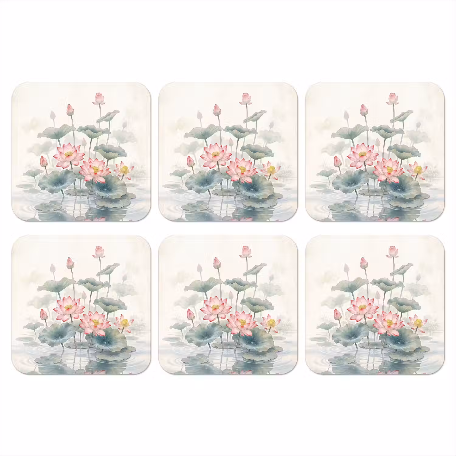 Aquarel - Lotusbloemen - Kleurrijk onderzetter kurk middel -3d