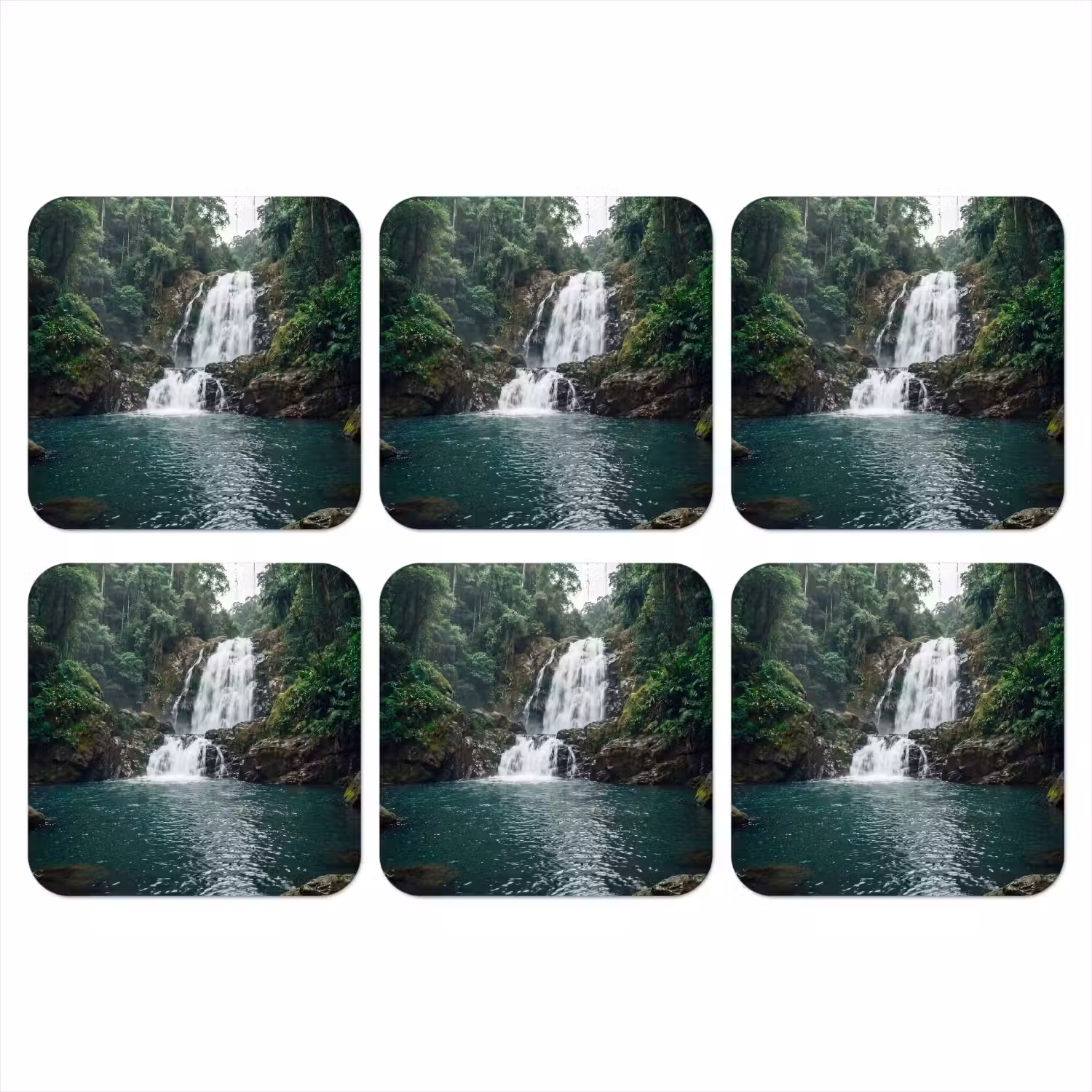 Waterfall - Forest - Nature - Greenkhgyguyg onderzetter kurk middel -3d