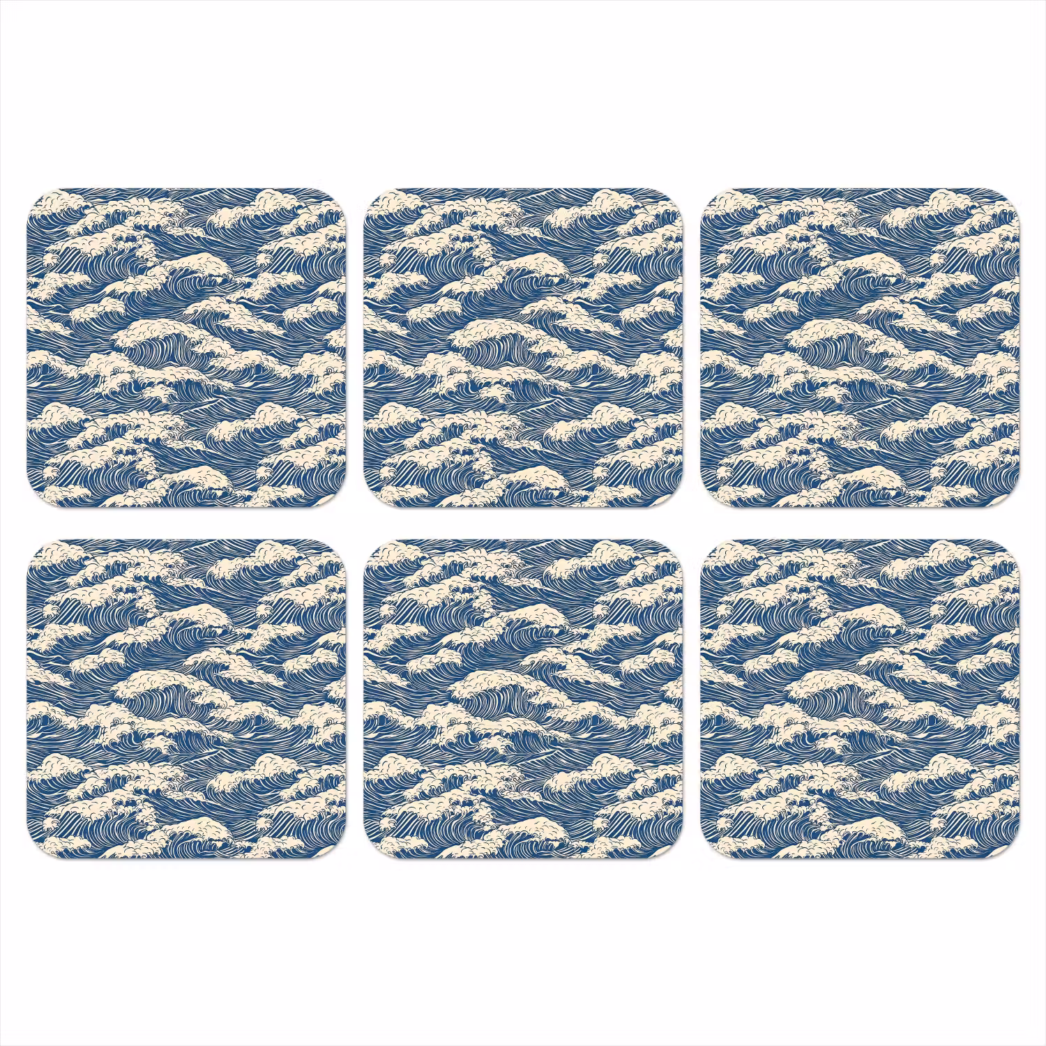Golven - Klassiek - Blauw onderzetter kurk middel 366 -3d