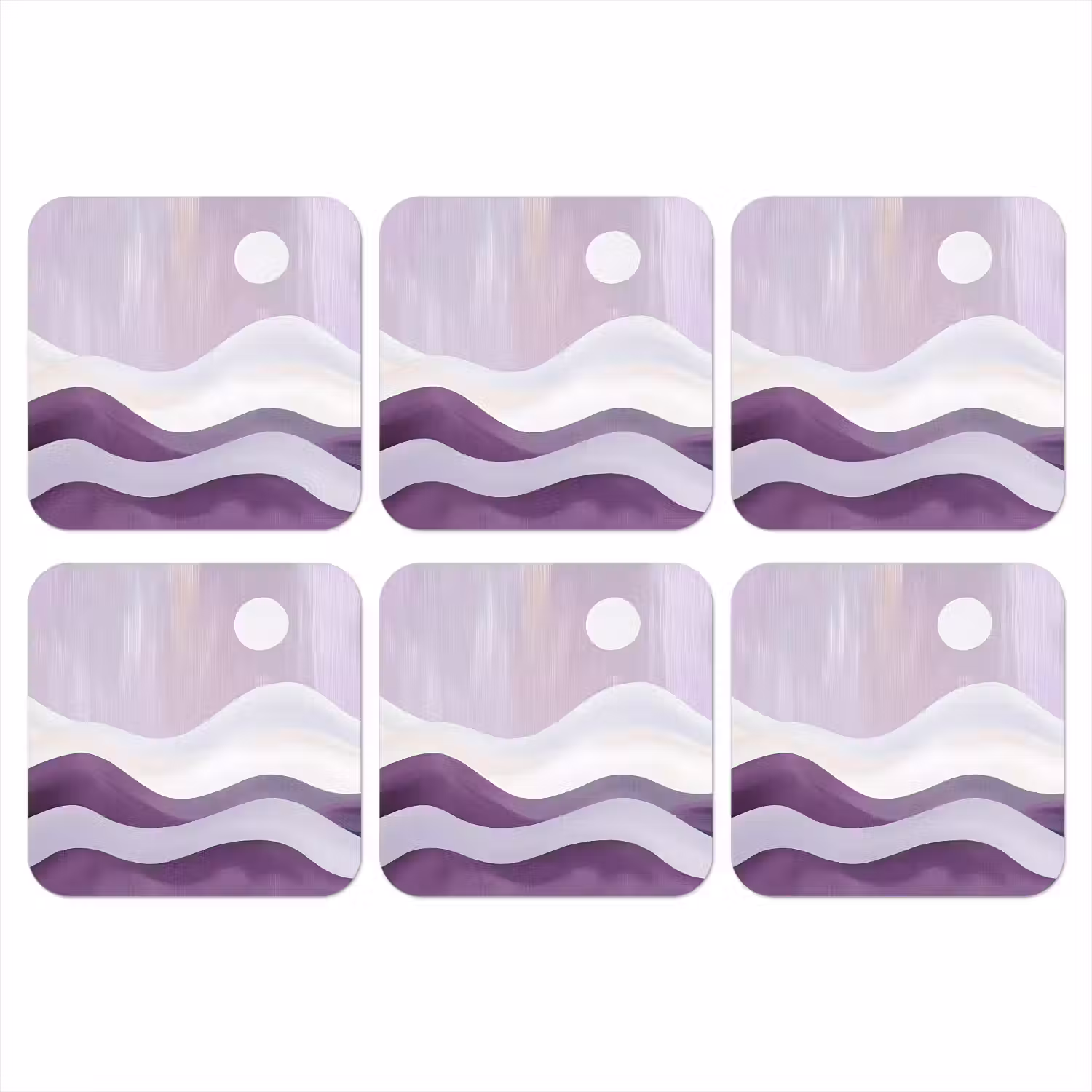 Golven - Heuvels - Abstract - Paars onderzetter kurk middel -3d