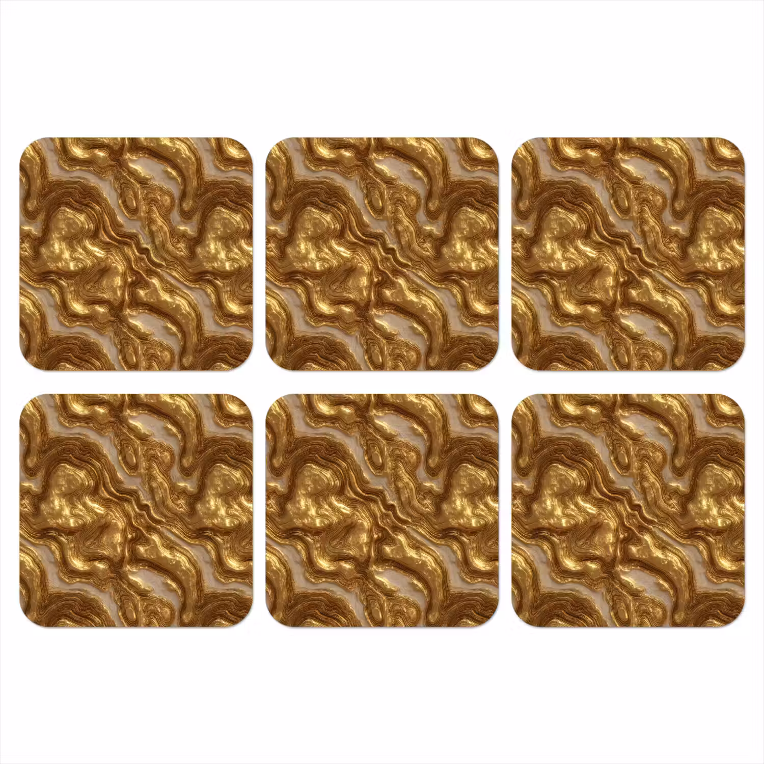 Golven - Organisch - Goud - Crème onderzetter kurk middel 366 -3d