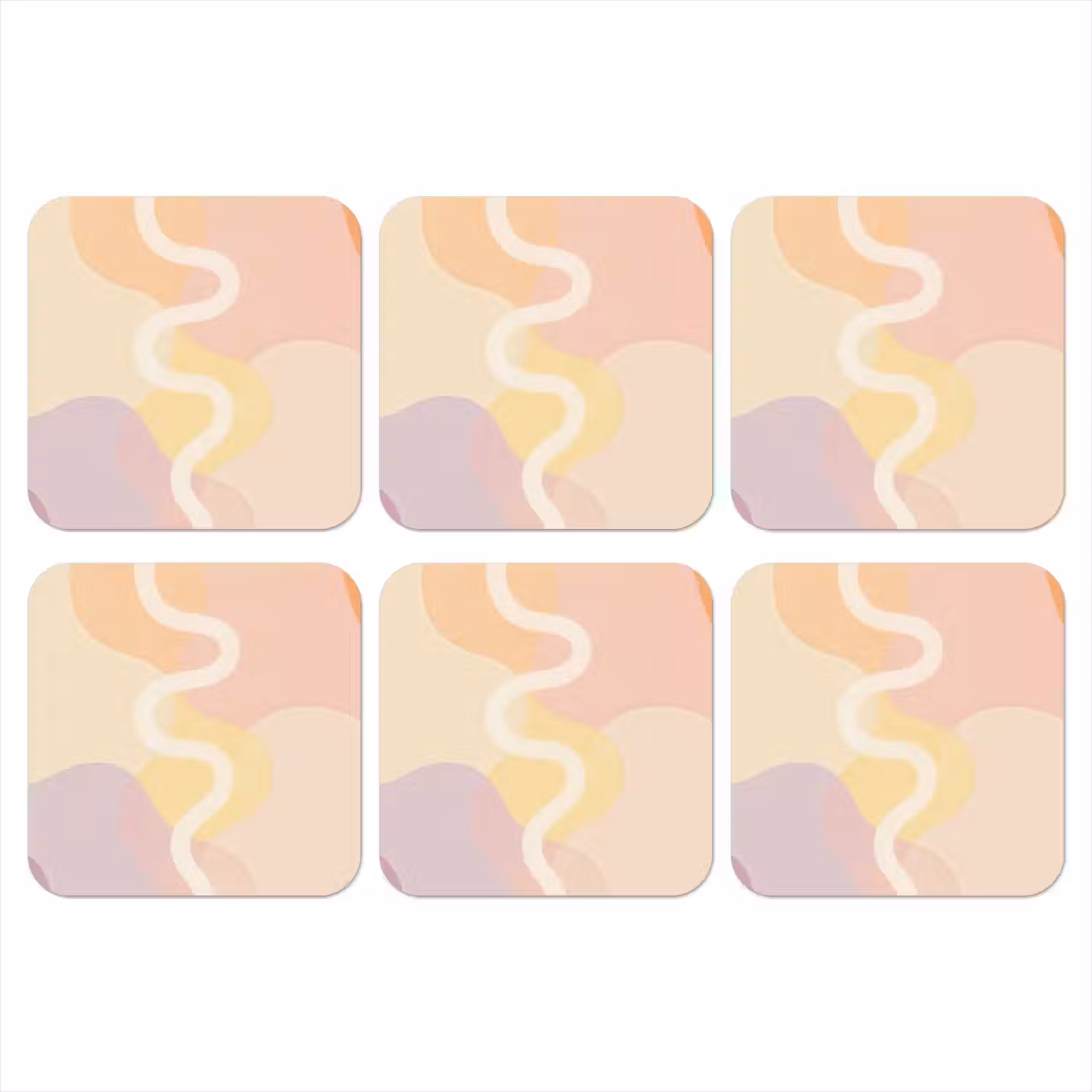 Golvende vormen - Abstract - pastel onderzetter kurk middel -3d