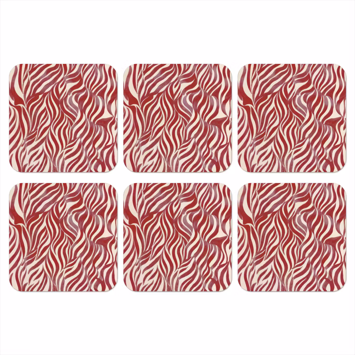 Golvende vormen - Abstract - Rood onderzetter kurk middel -3d