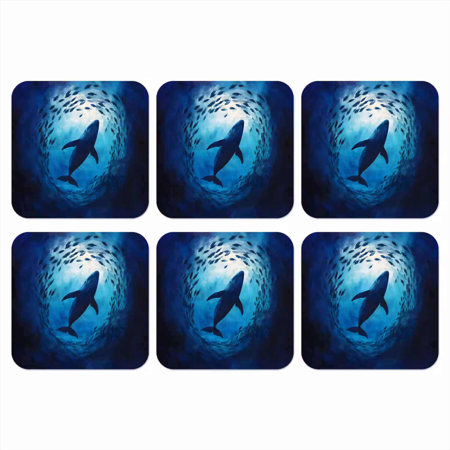 Walvis - Vissen - Donkerblauw onderzetter kurk middel -3d