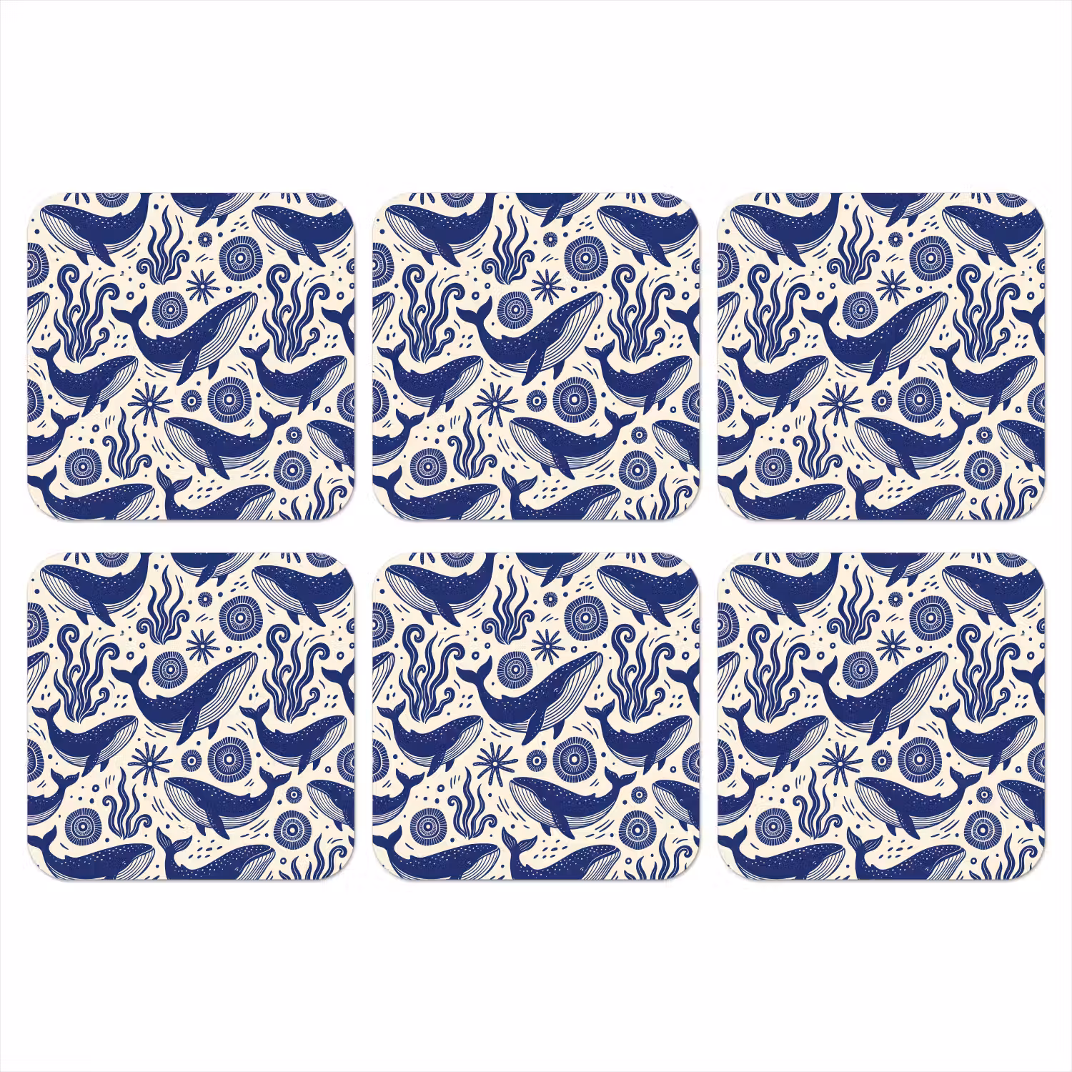 Walvis - Onderwater - Dieren - Abstract - Blauw onderzetter kurk middel -3d