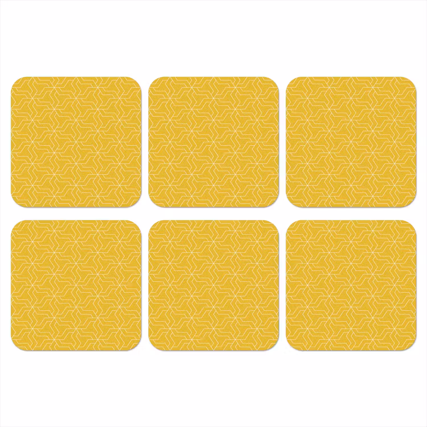 Wit - Geel - Patroon - Geometrisch onderzetter kurk middel 366 -3d