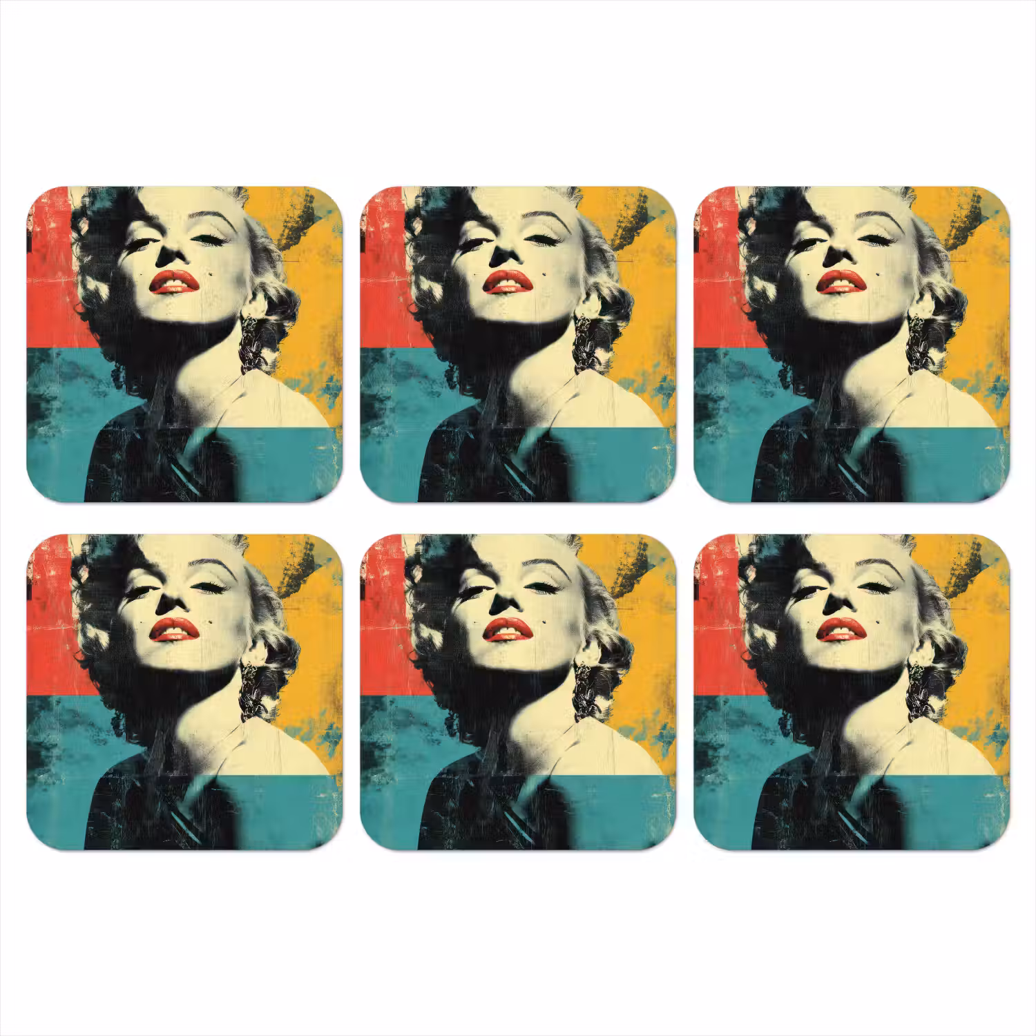 Vrouw - Rode lippen - Abstracte kleurvlakken - Popartuistraling onderzetter kurk middel -3d