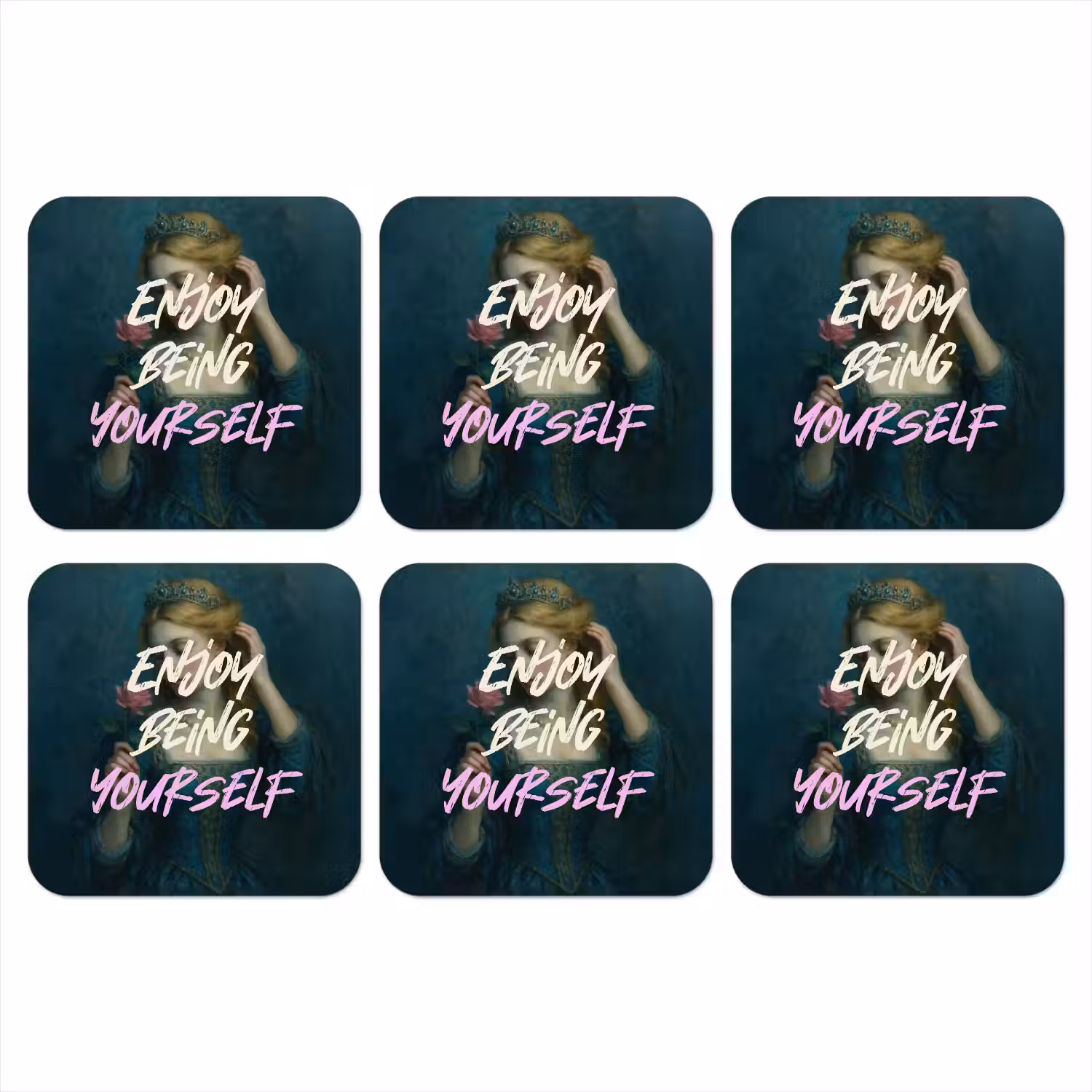 Vrouw - Roos - Quote onderzetter kurk middel -3d