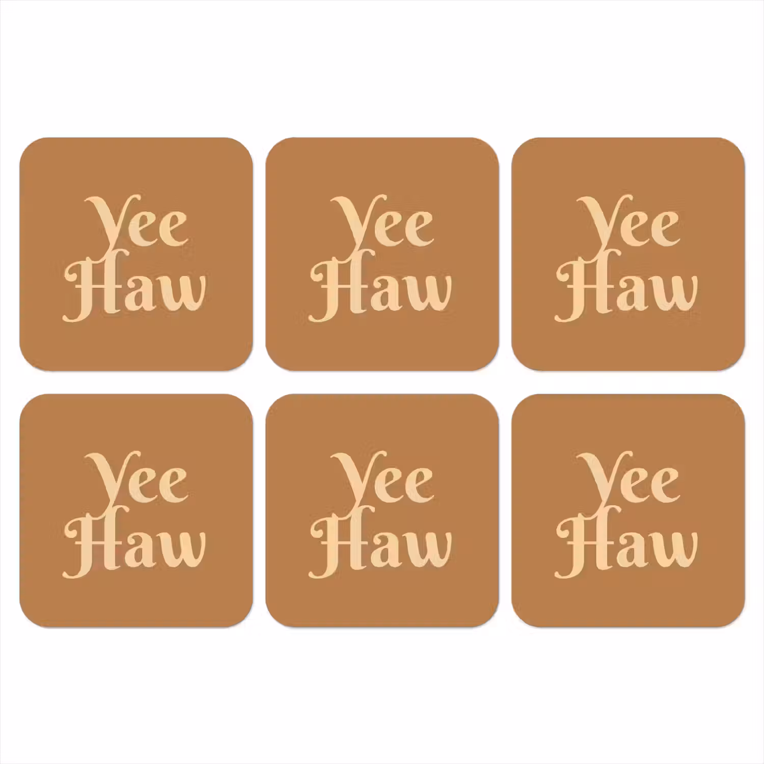 Yee haw - Bruin - Minimalistisch onderzetter kurk middel -3d