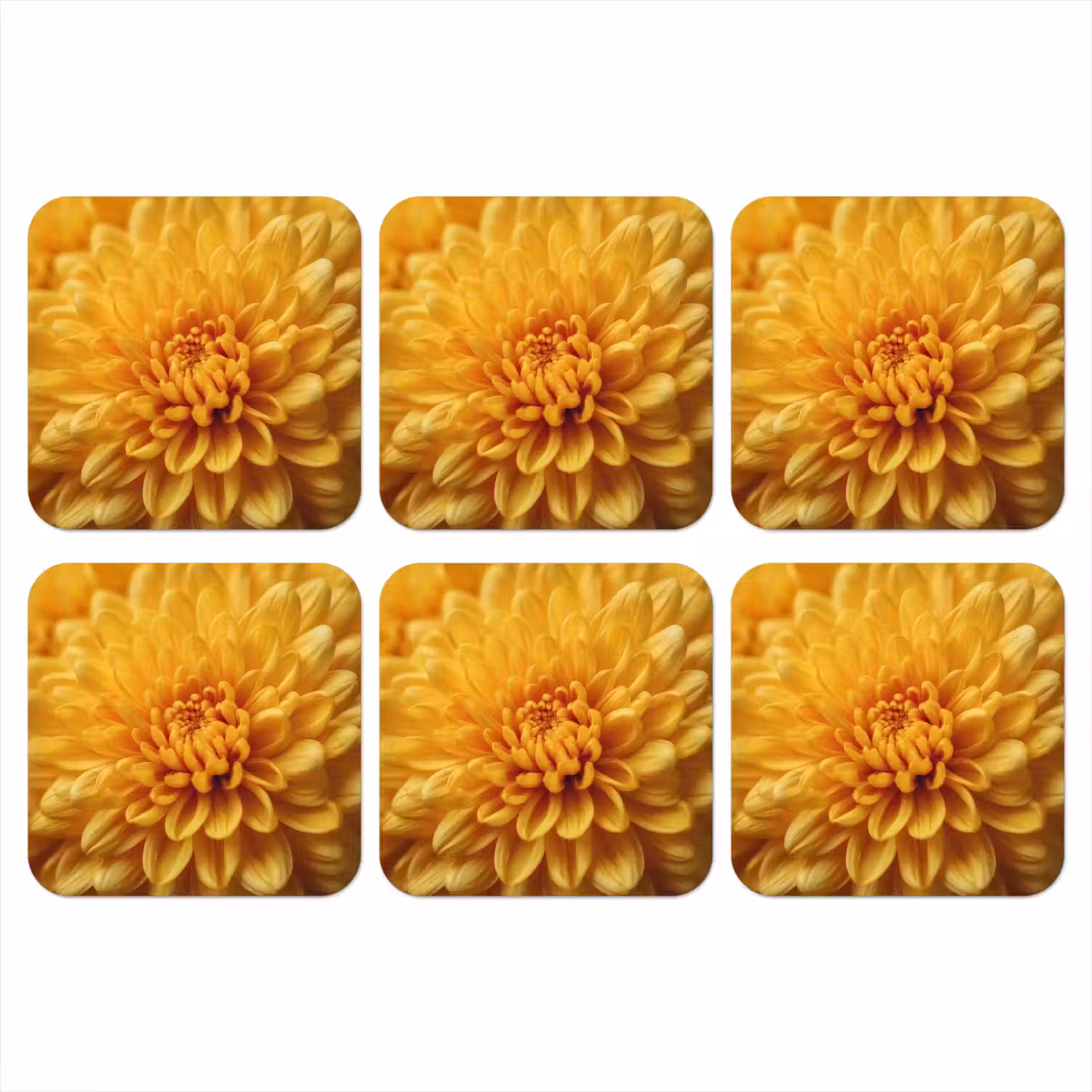 Geel - Chrysant - Zachtheid onderzetter kurk middel -3d