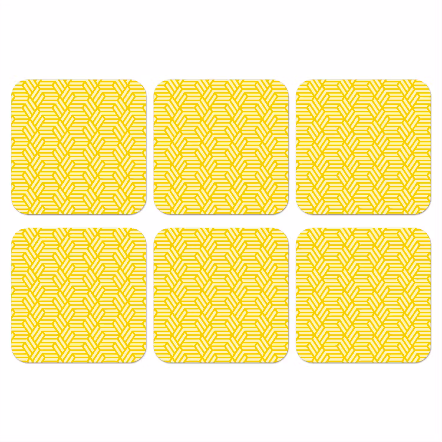 Geel - Patroon - Geometrisch onderzetter kurk middel 366 -3d