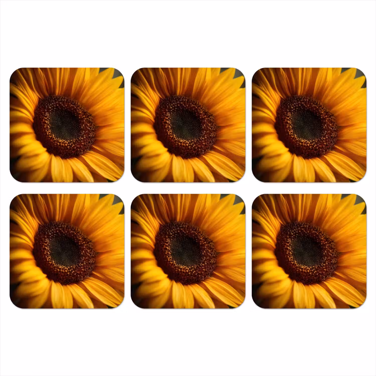 Geel - Zonnebloem - Zomers onderzetter kurk middel -3d