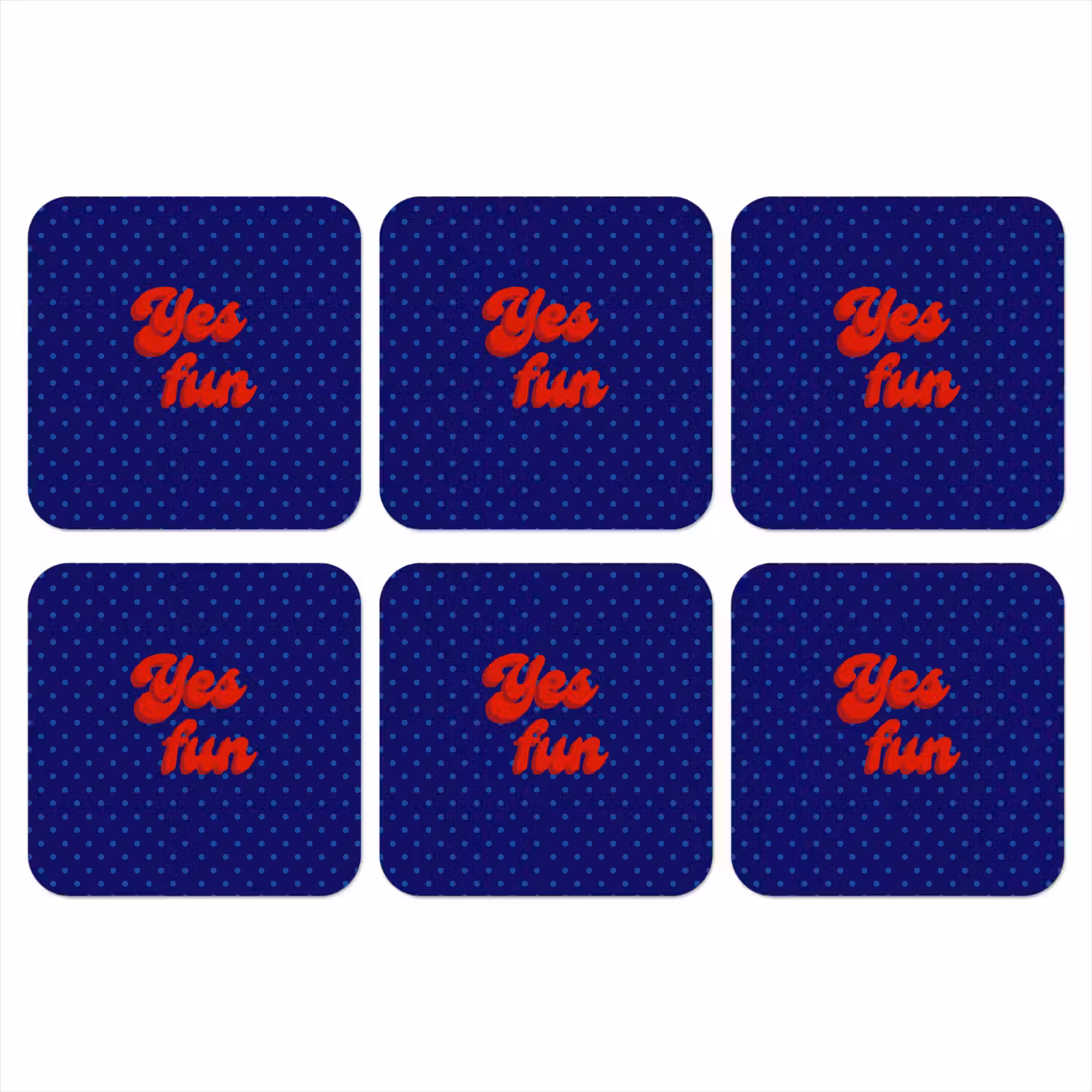 Yes fun - Rood - Blauw - Stippen onderzetter kurk middel -3d