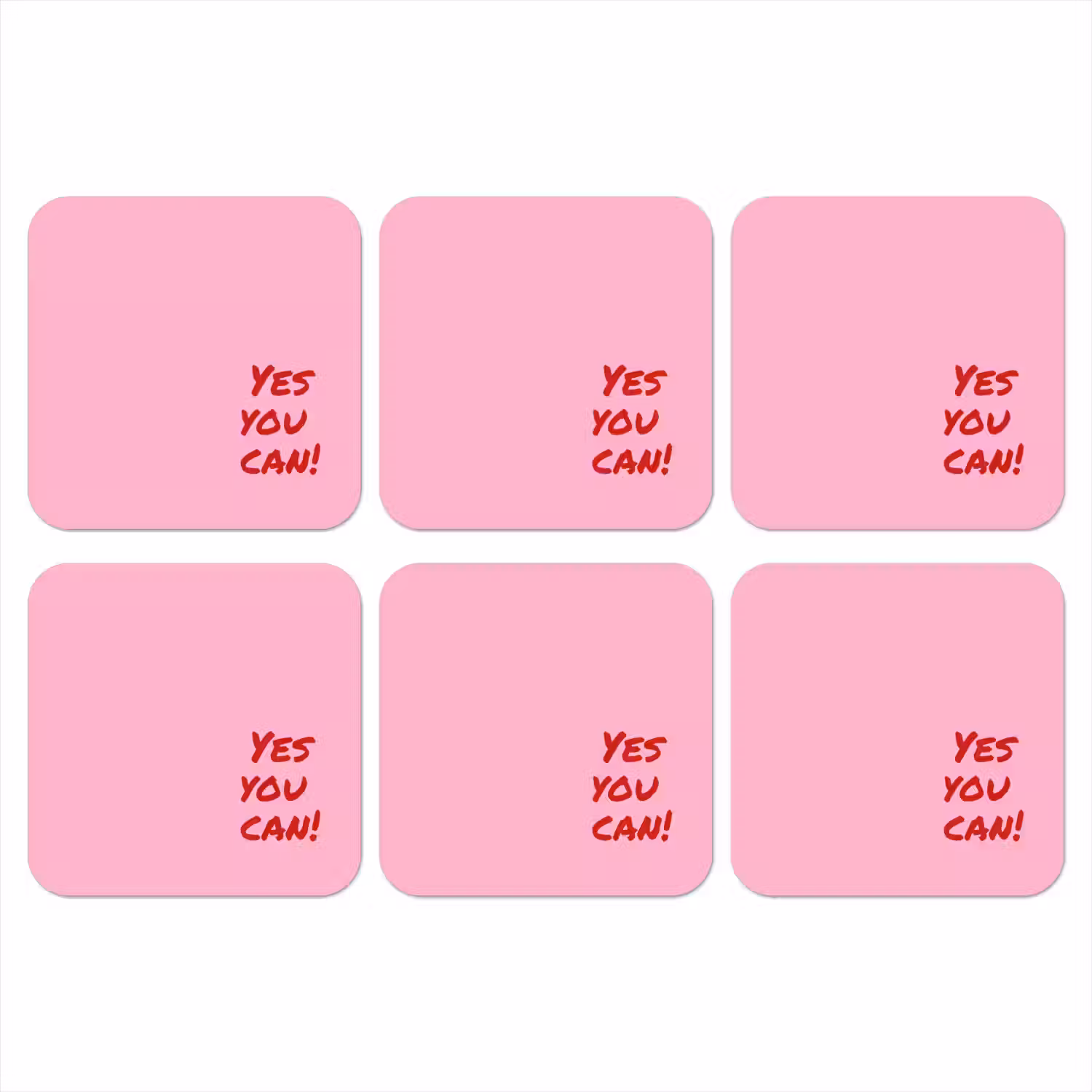 Yes you can do it - Rood - Roze onderzetter kurk middel -3d
