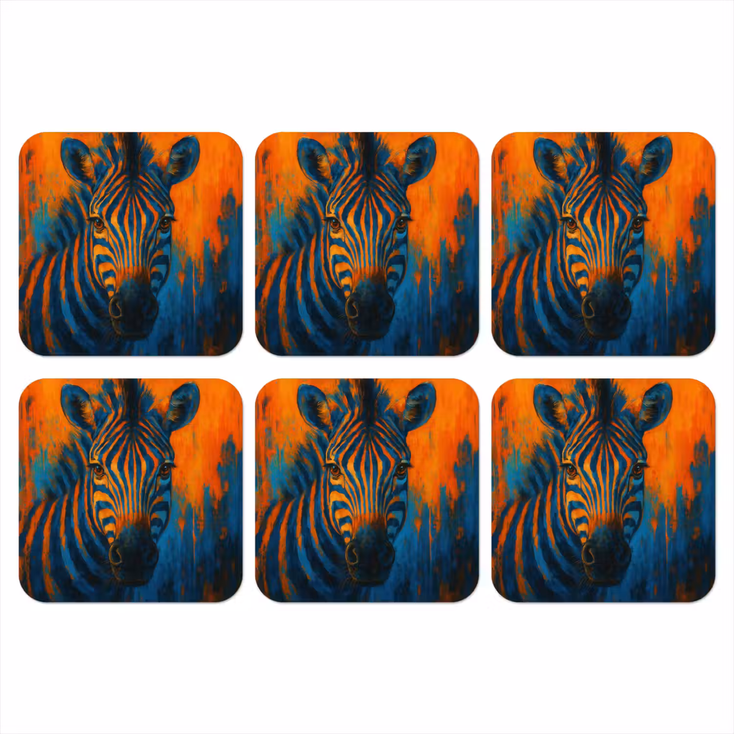 Zebra - Abstract - Blauw onderzetter kurk middel -3d