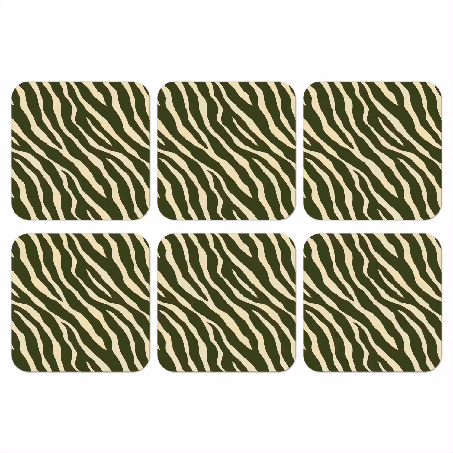 Zebra - Patroon - Groen onderzetter kurk middel 366 -3d