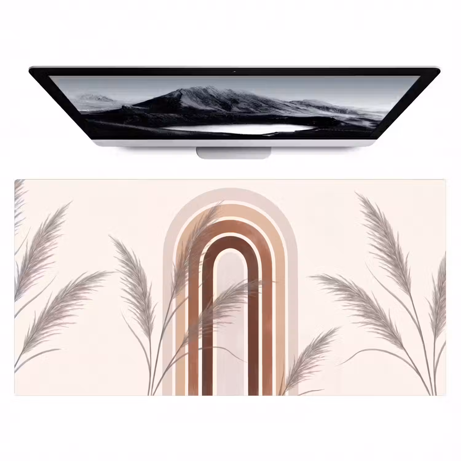 Abstract - Bogen - Plant - Boho - Beige Muismat XXL klein -zzz3d