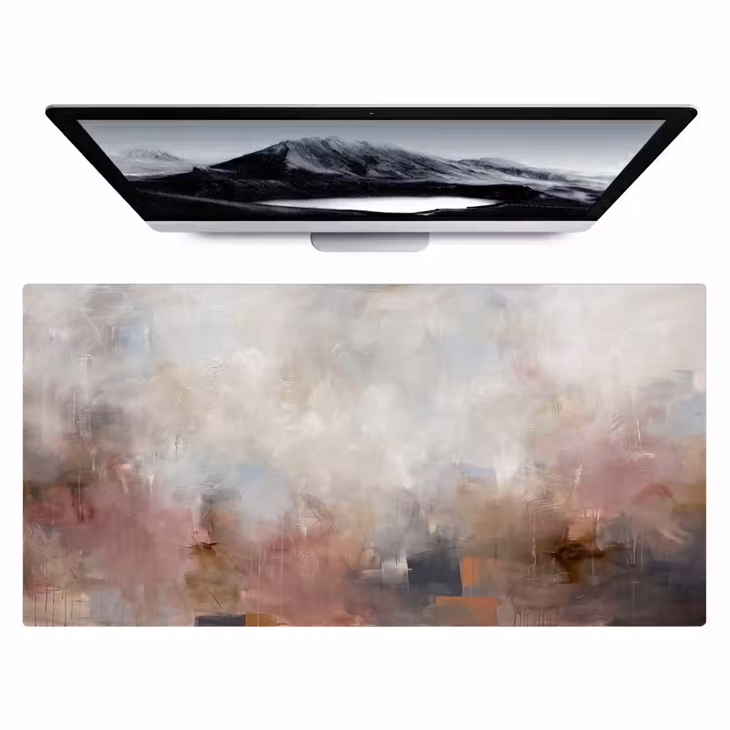 Abstract - Vloeiend - Kunst - Modern - Beige Muismat XXL klein -zzz3d
