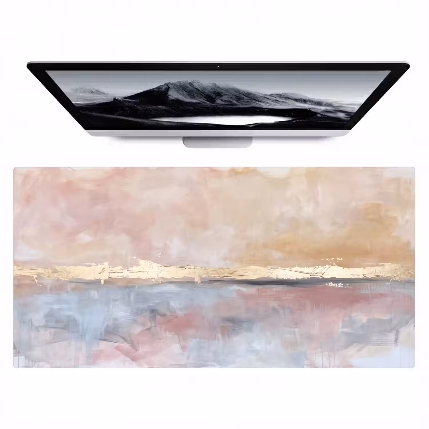 Abstract - Horizontaal - Kunst - Roze - Goud Muismat XXL klein -zzz3d