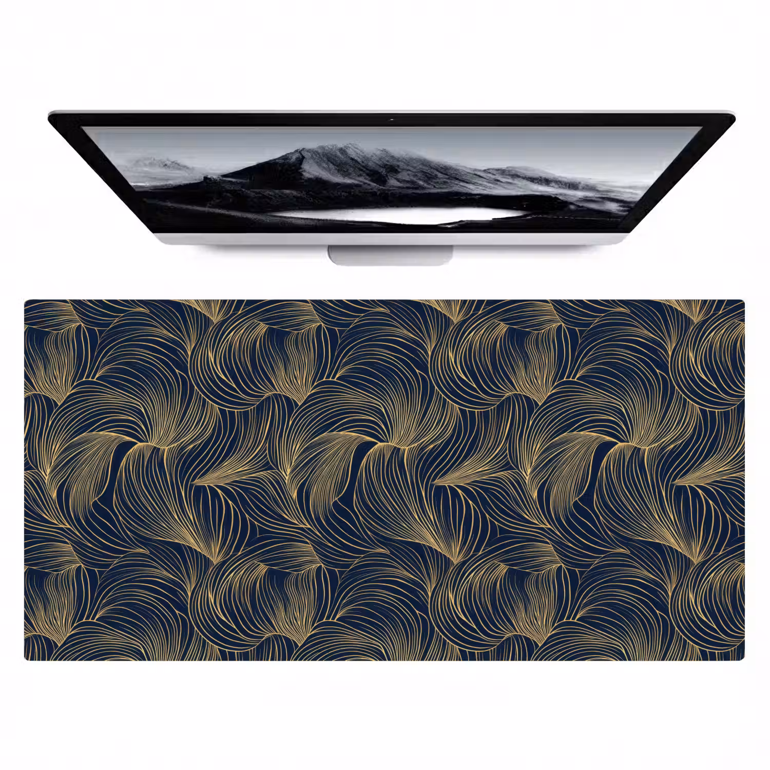 Abstract - Lijnen - Blauw - Goud Muismat XXL klein 681 -zzz3d