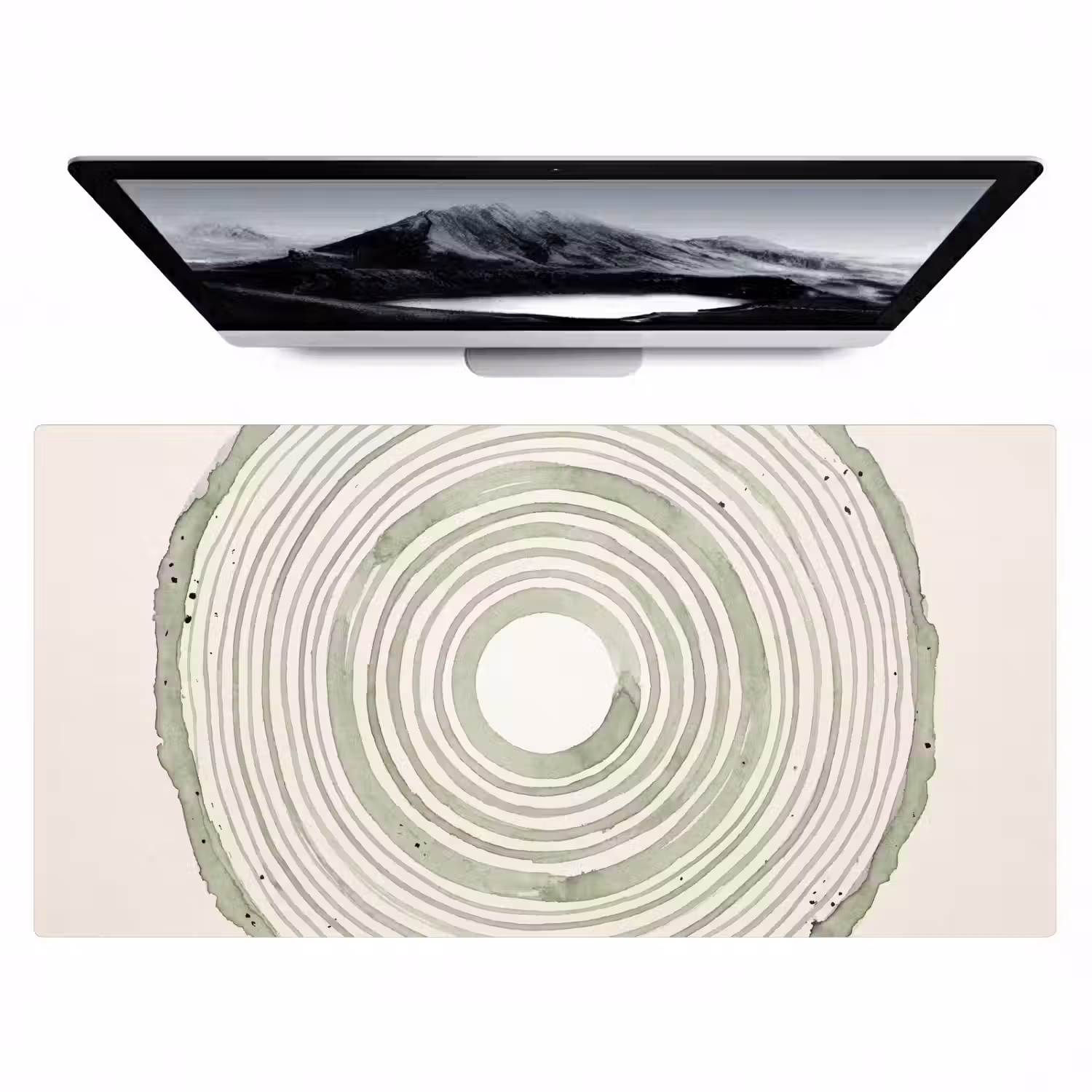 Abstractie - Cirkels - Waterverf - Groen - Modern Muismat XXL klein -zzz3d