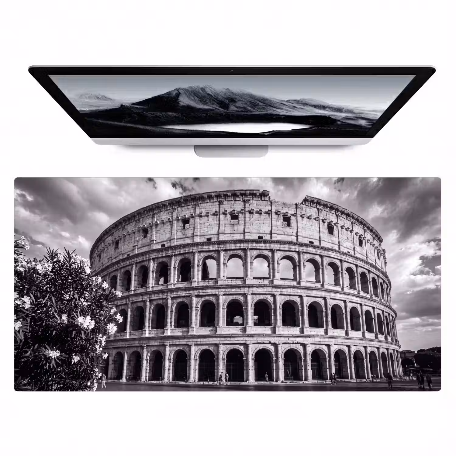 Architectuur - Colosseum - Rome - Historisch - Zwart-wit Muismat XXL klein -zzz3d