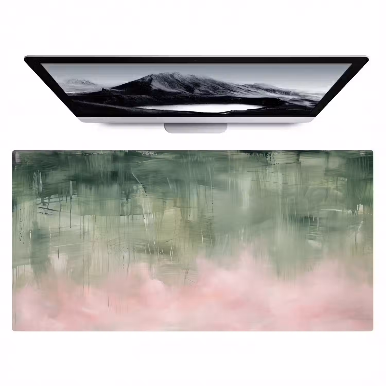 Kunst - Abstract - Modern - Groen - Roze Muismat XXL klein -zzz3d
