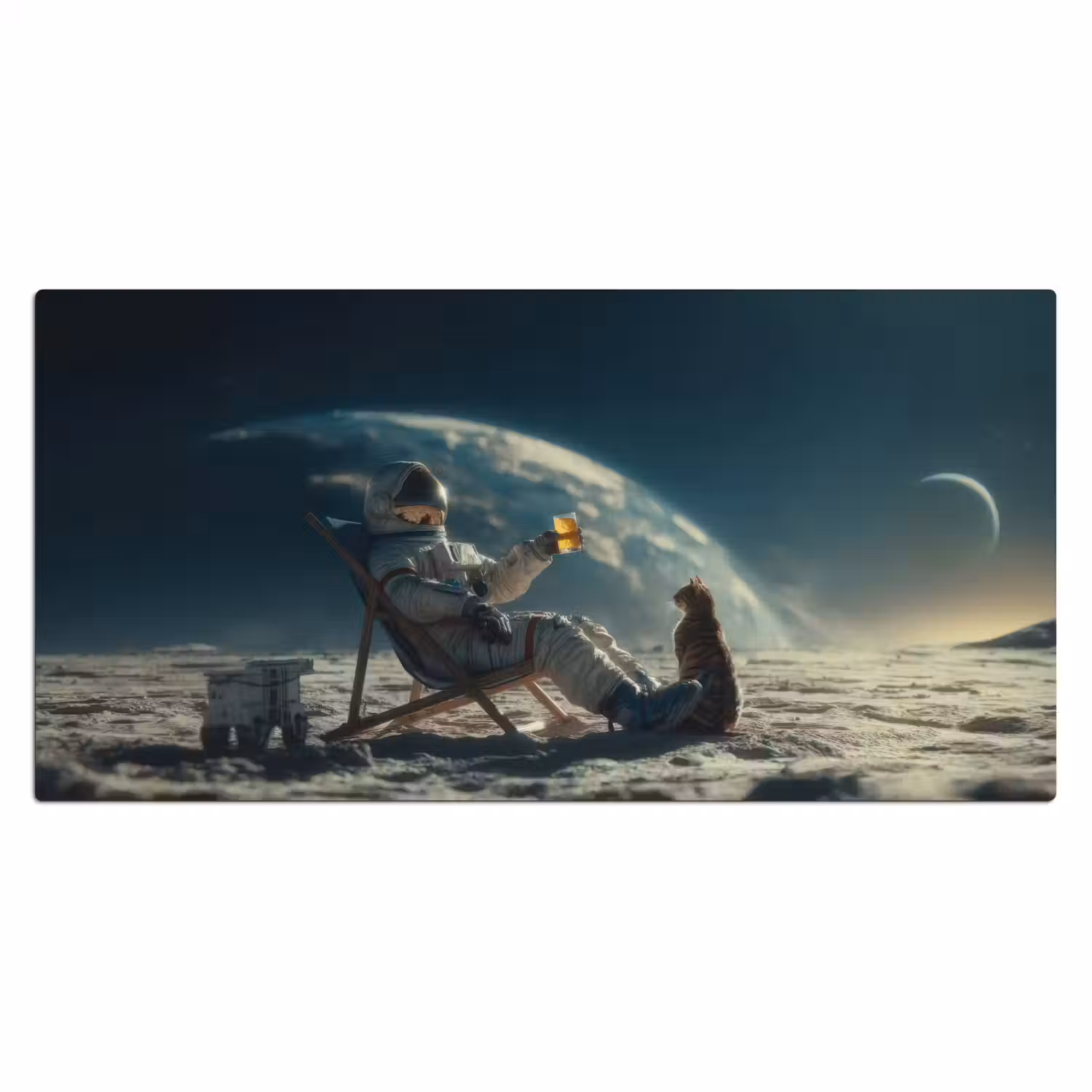 Astronaut - Kat - Glas - Stoel Muismat XXL klein -3d_leeg