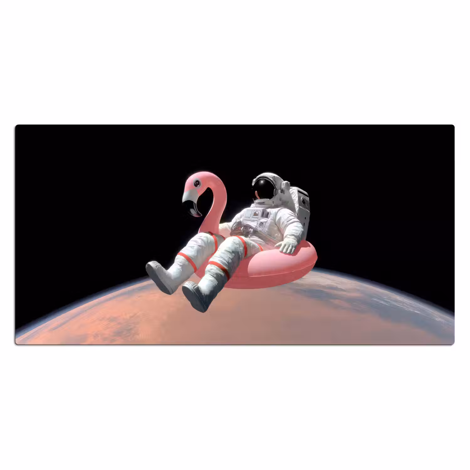 Astronaut - Flamingo - Zwemband - Roze Muismat XXL klein -3d_leeg