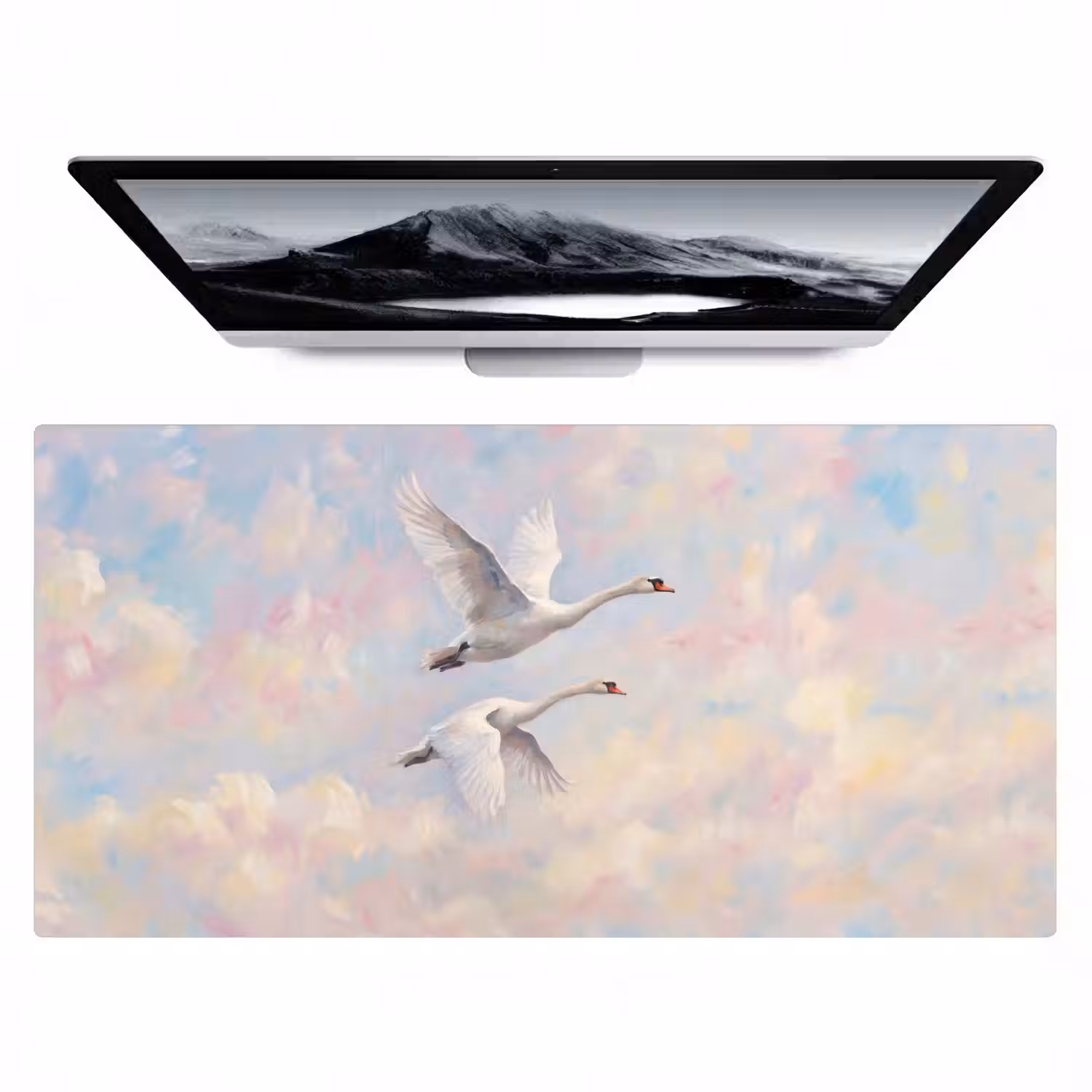 Vogel - Vliegend - Lucht - Modern - Pastel Muismat XXL klein -zzz3d