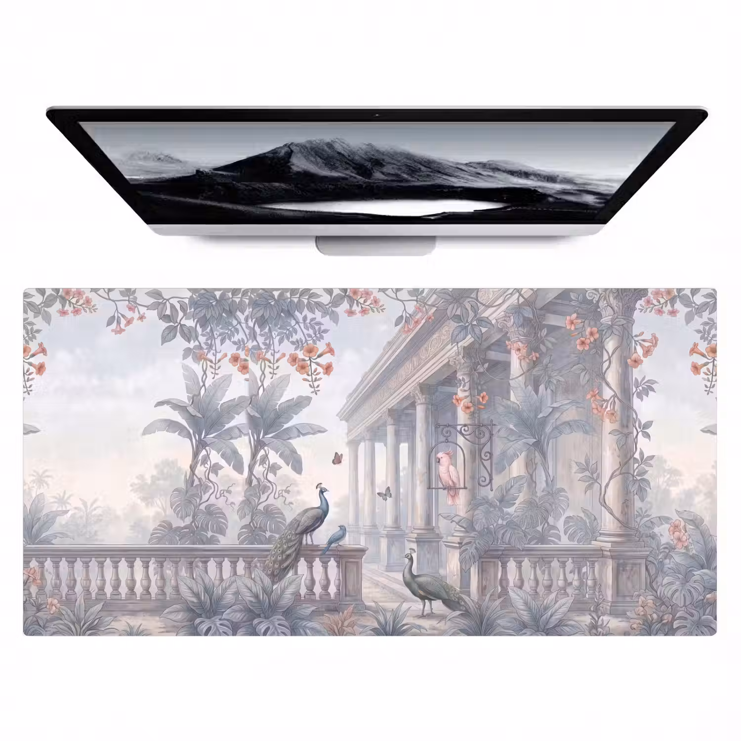 Vogel - Pauw - Architectuur - Klassiek - Groen Muismat XXL klein -zzz3d
