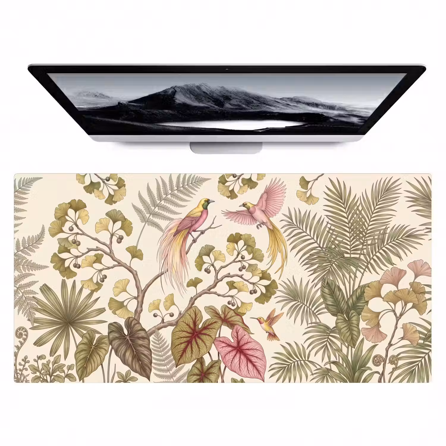 Vogels - Tropisch - Botanisch - Roze Muismat XXL klein -zzz3d
