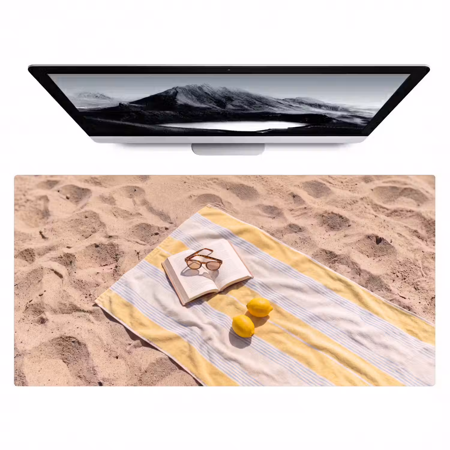 Boek - Zonnebril - Strand - Zomer - Geel Muismat XXL klein -zzz3d