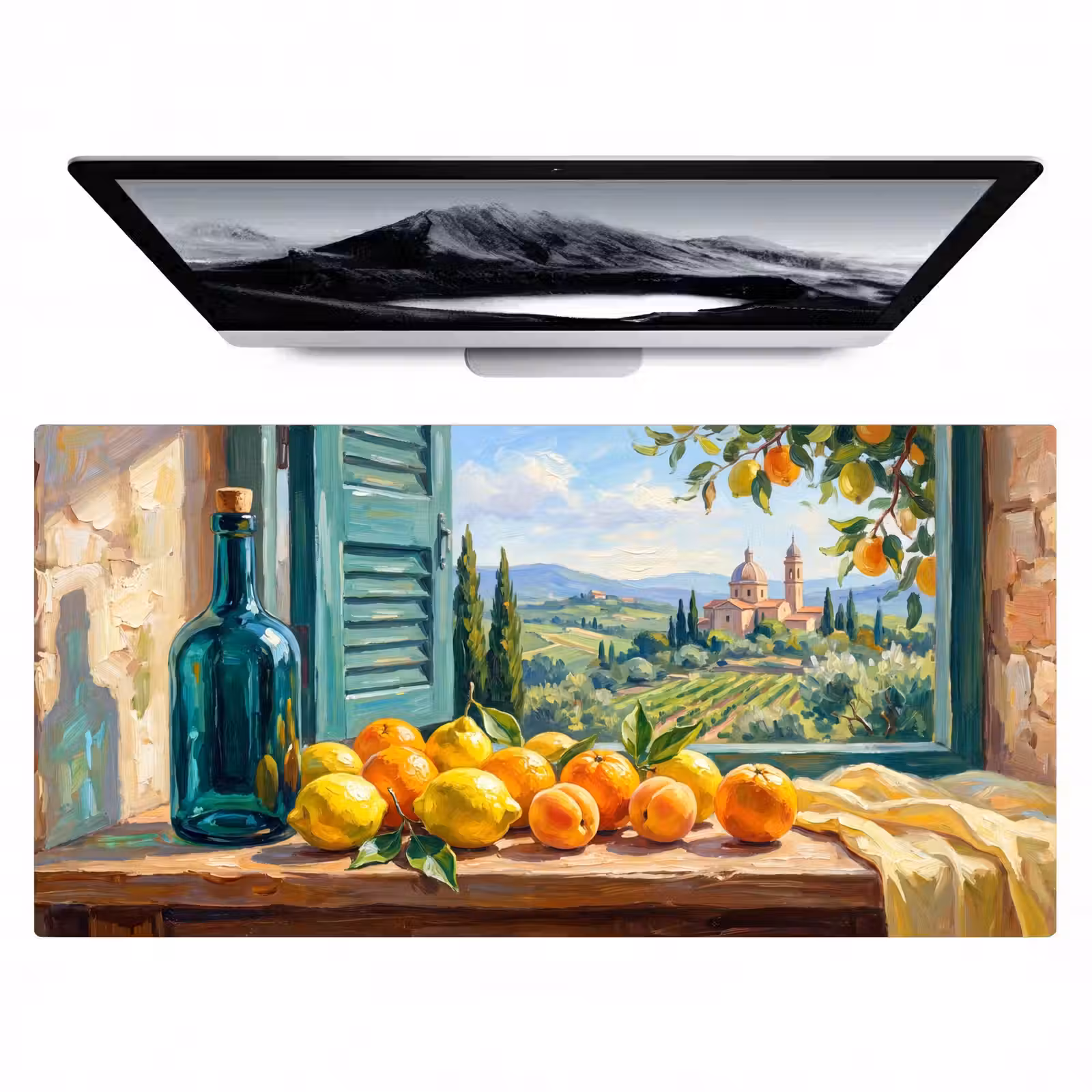 Desk Mat - Bottle - Fruit - Still Life - Fles - Fruit - Stilleven Muismat XXL klein