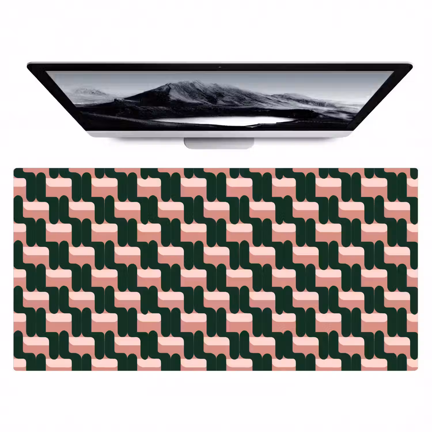 Vlechtpatroon - Groen - Roze - Geometrisch Muismat XXL klein 681 -zzz3d