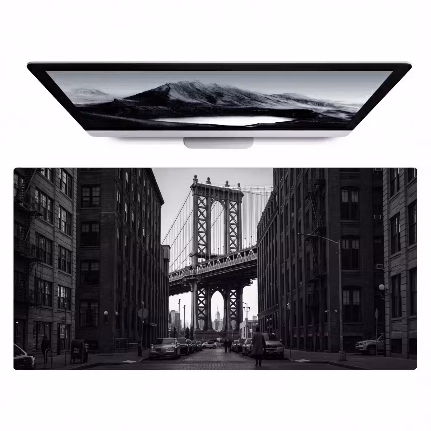 Brug - Stad - Architectuur - Modern - Zwart-wit Muismat XXL klein -zzz3d