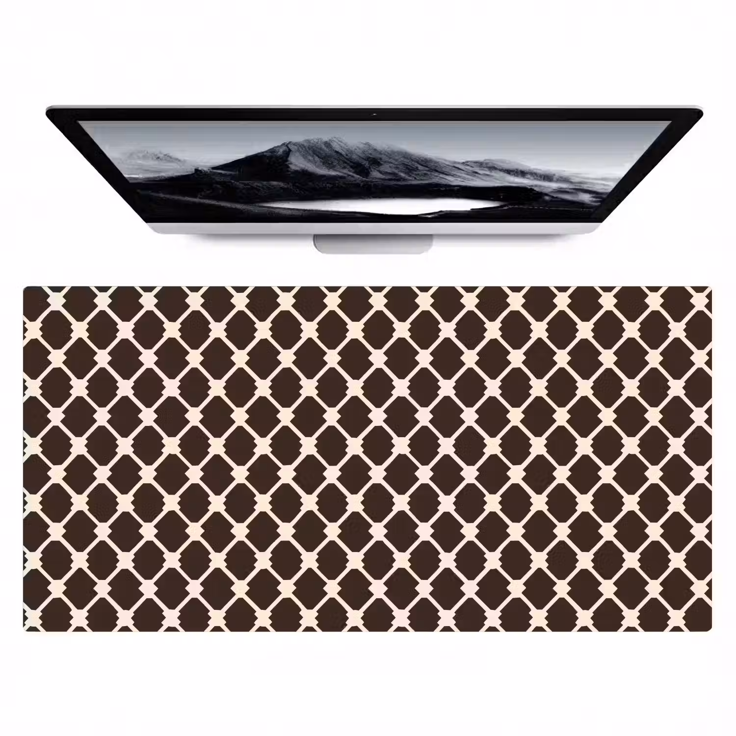 Bruin - Ruitpatroon - Geometrisch Muismat XXL klein 681 -zzz3d