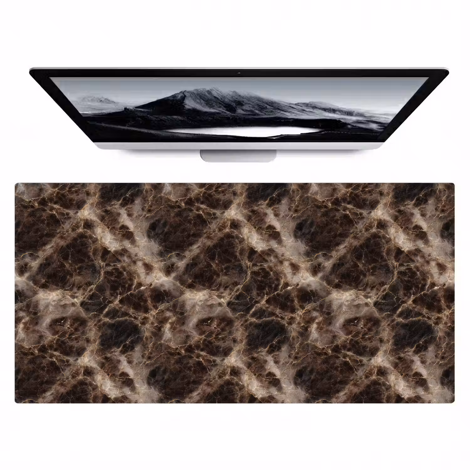 Bruin - Goud - Marmer Muismat XXL klein 681 -zzz3d