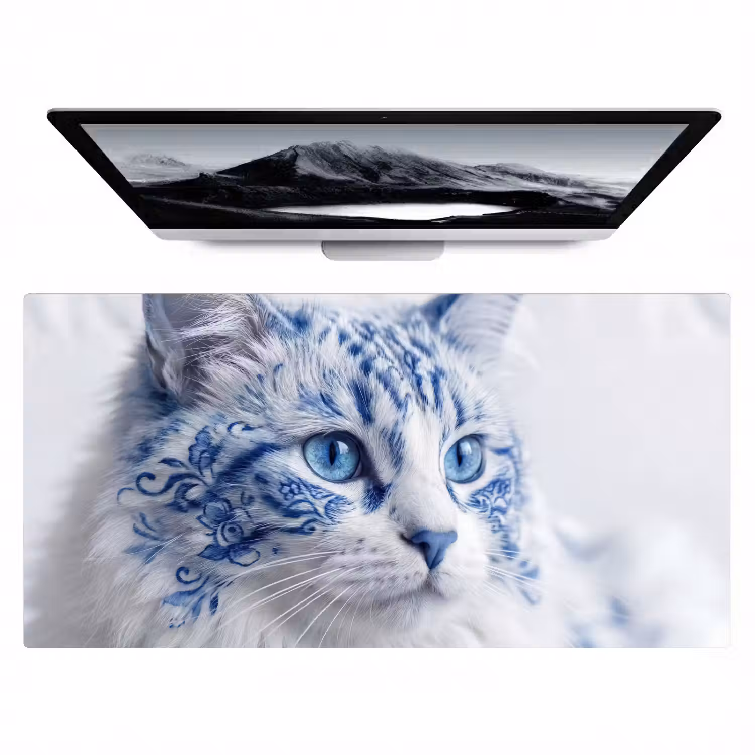 Kat - Patroon - Blauw Muismat XXL klein -zzz3d