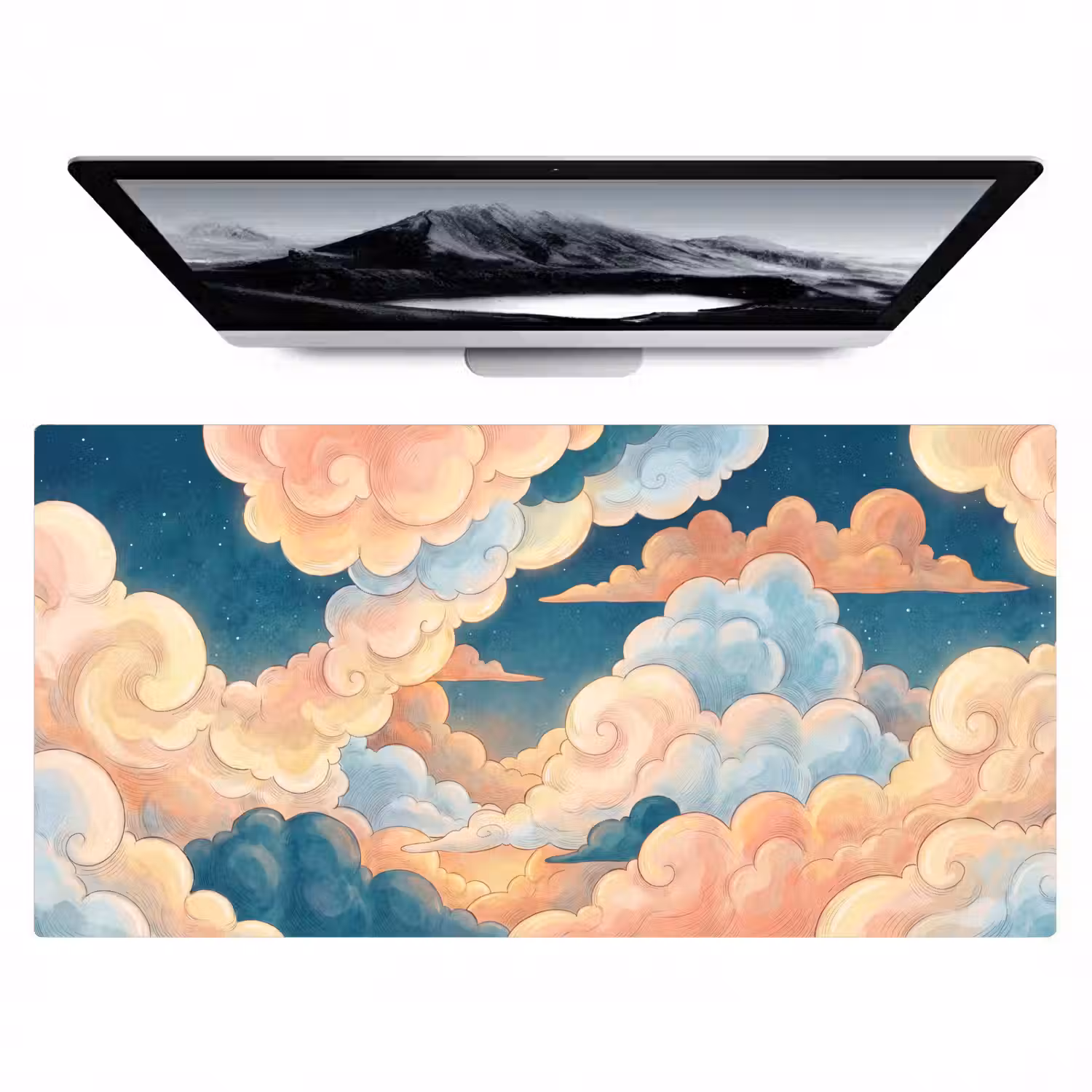 Wolk - Lucht - Natuur - Illustratief - Oranje Muismat XXL klein -zzz3d